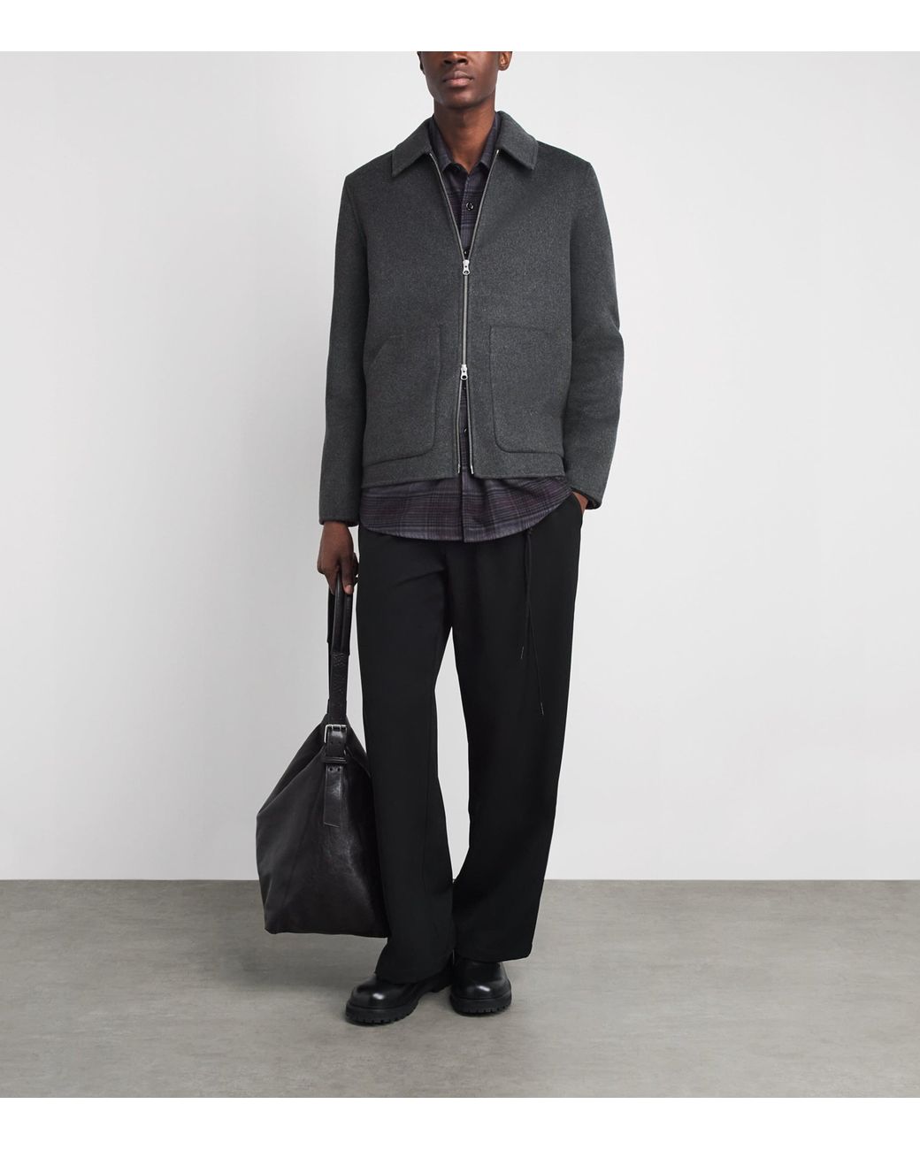 Samsøe & Samsøe Black Recycled Wool-Blend Sapaulo Overshirt for men