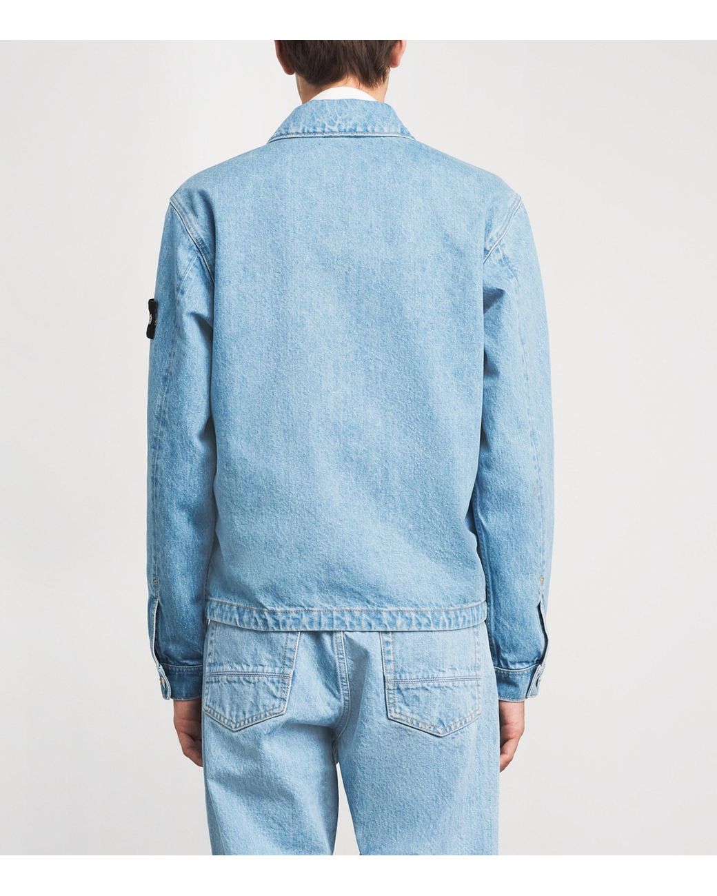 Stone Island Blue Denim Coach Jacket for men