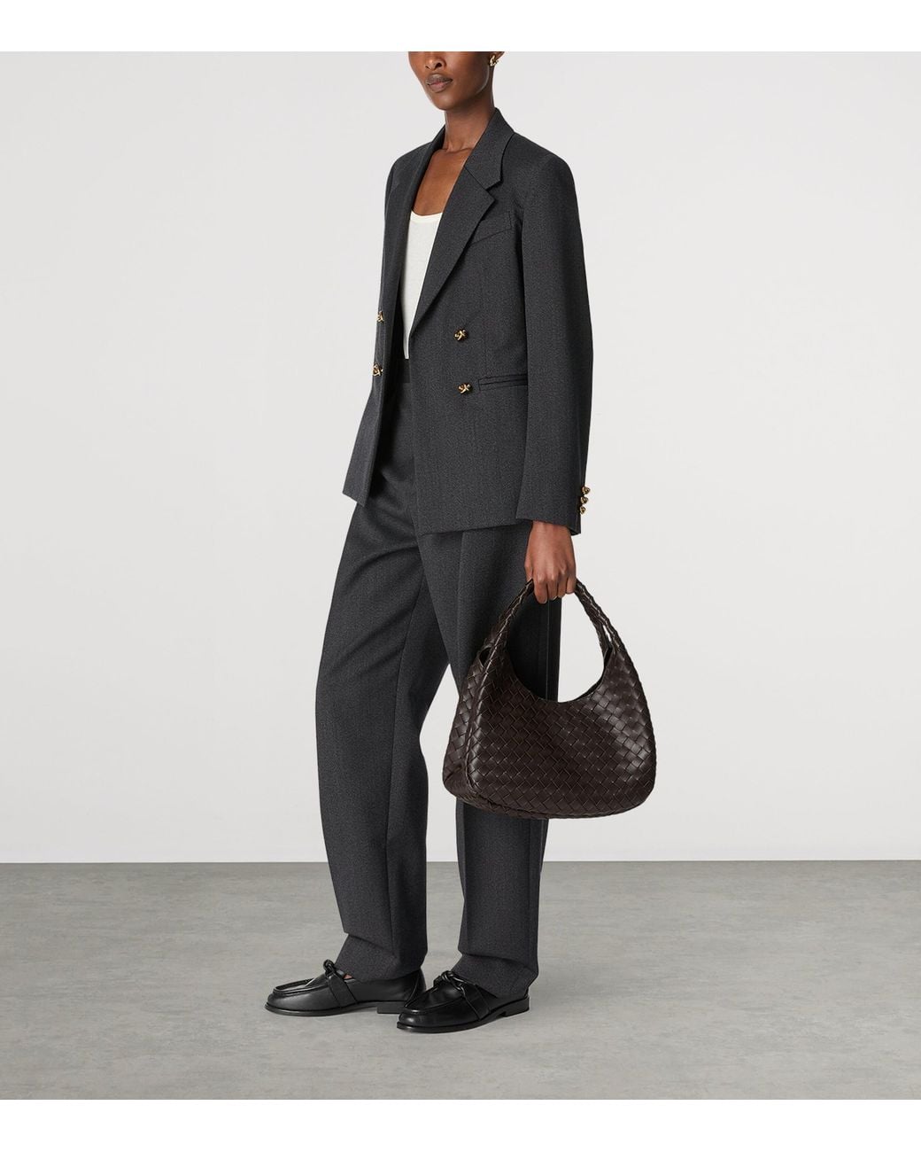 Bottega Veneta Black Medium Leather Campana Shoulder Bag