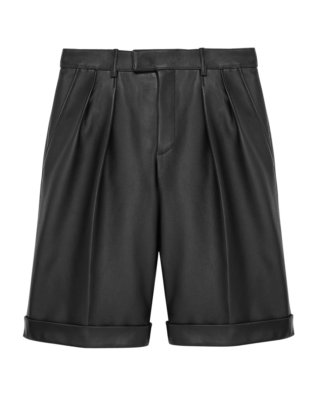 Saint Laurent Black Leather Tailored Shorts
