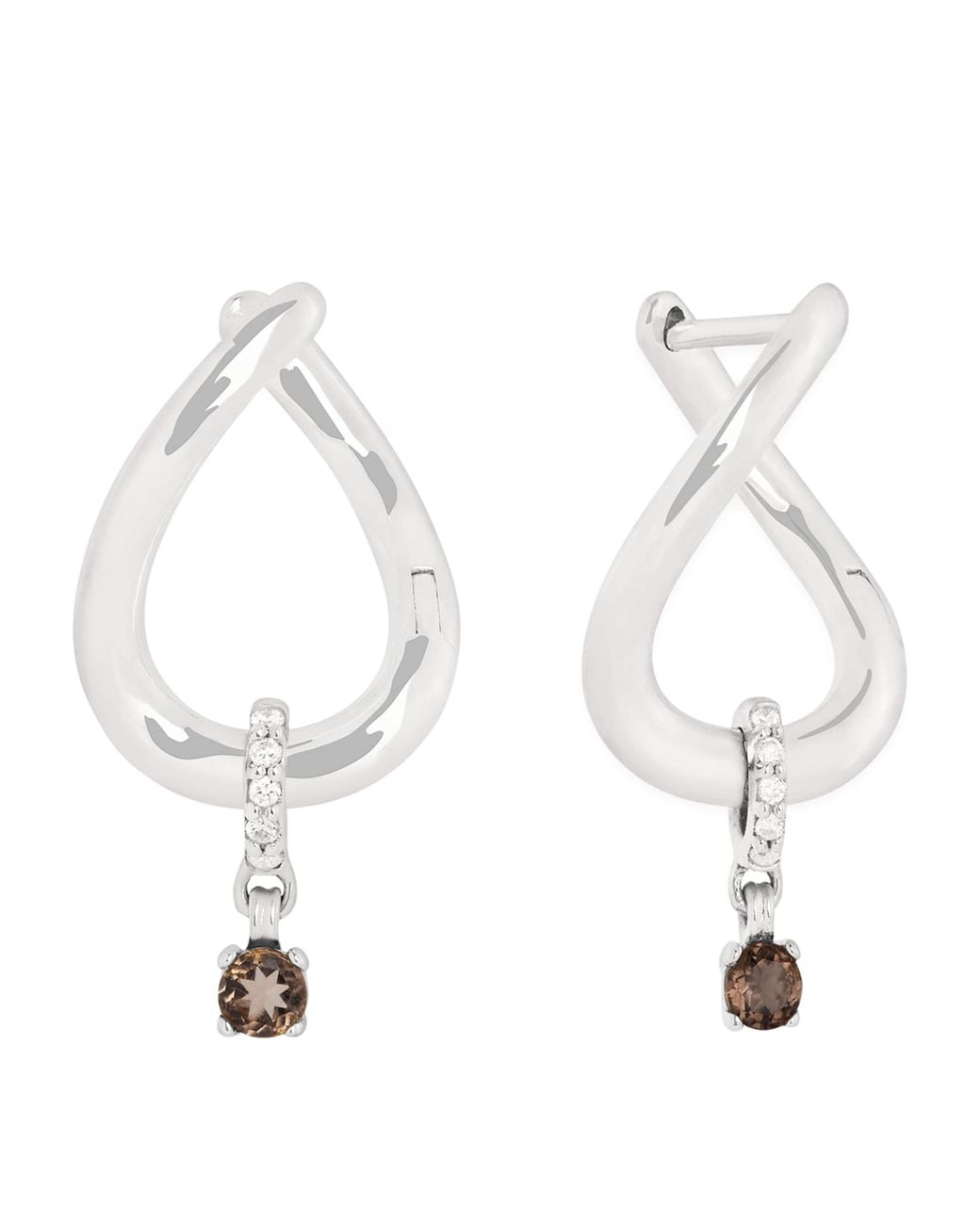 Astrid & Miyu White Diamond And Quartz Molten Hoop Earrings