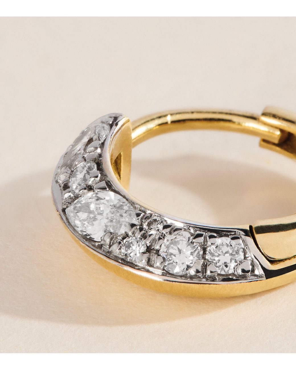 Jade Trau Natural Mini And Diamond Frankie Huggie Hoops