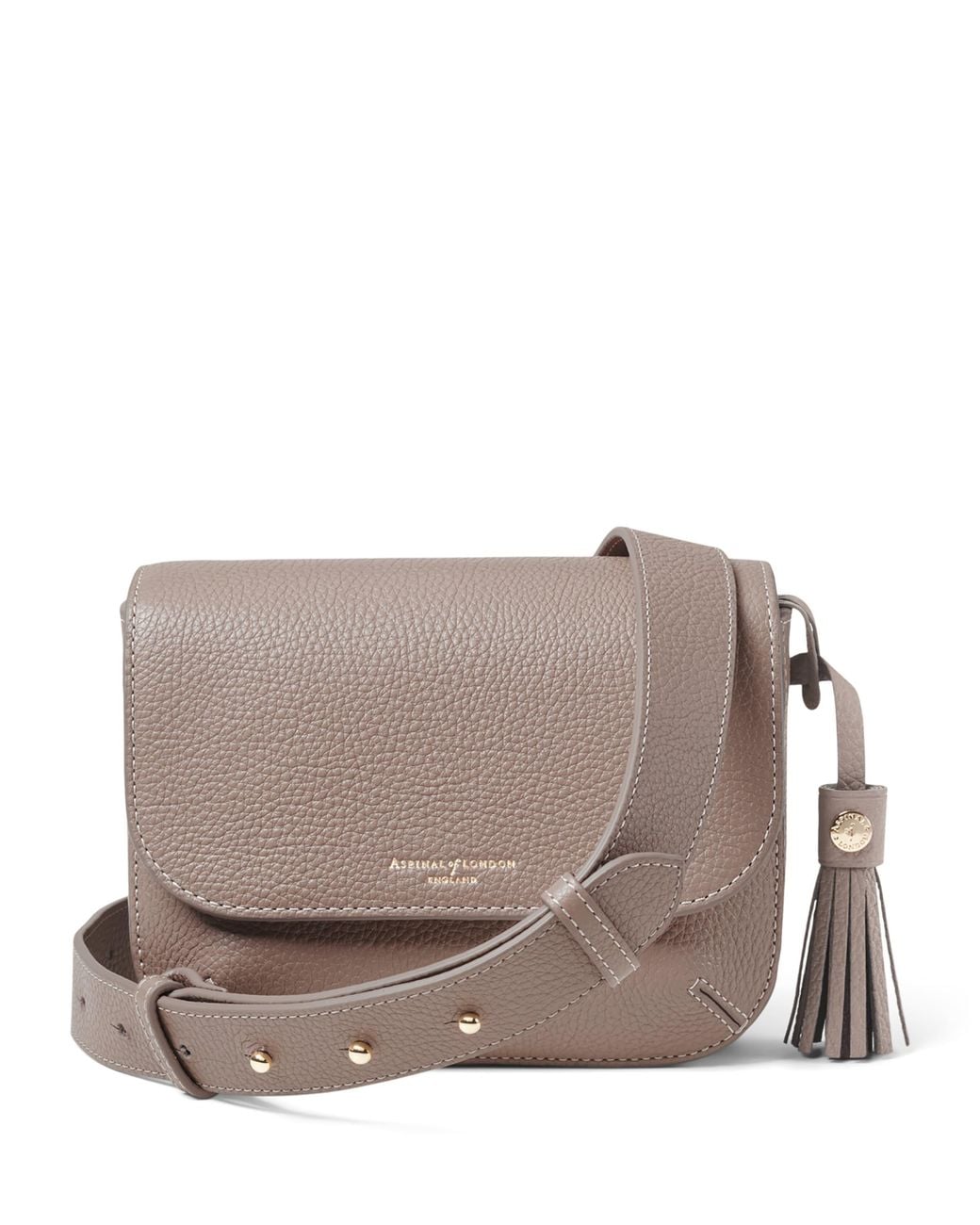 Aspinal Gray Leather Ella Cross-Body Bag