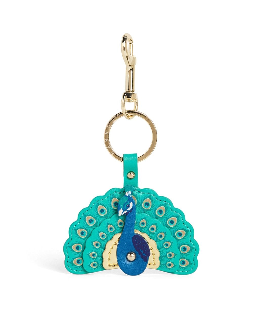 Harrods Blue Leather Peacock Keyring