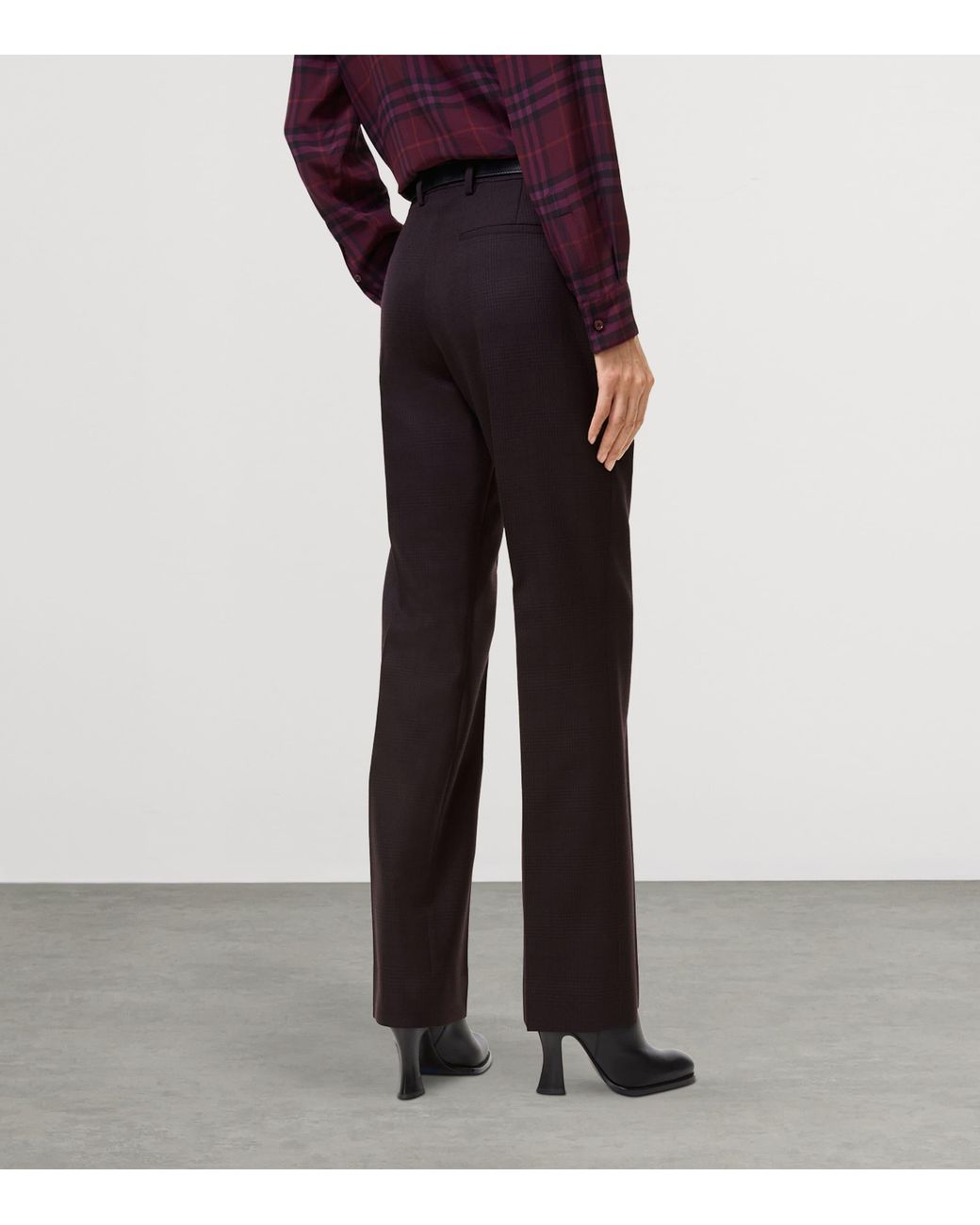 Burberry Brown Wool Check Tailored Trousers