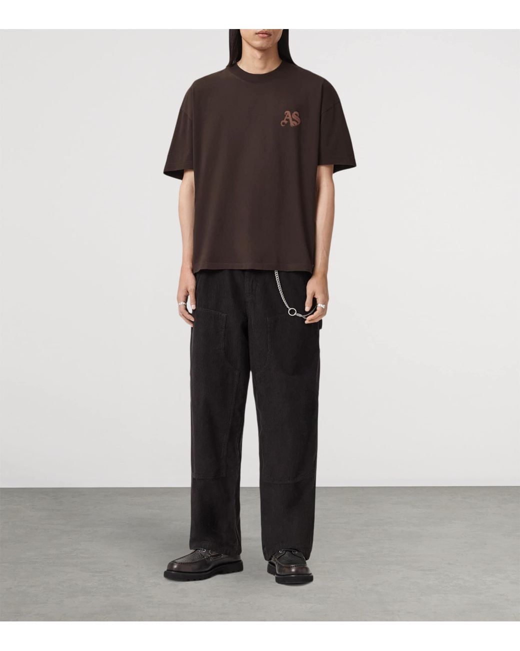 AllSaints Black Organic Cotton Icon Oversized T-Shirt for men