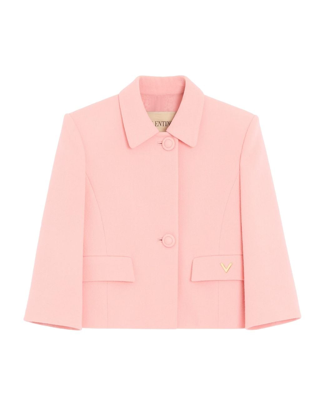 Valentino Pink Wool Crepe Cropped Blazer