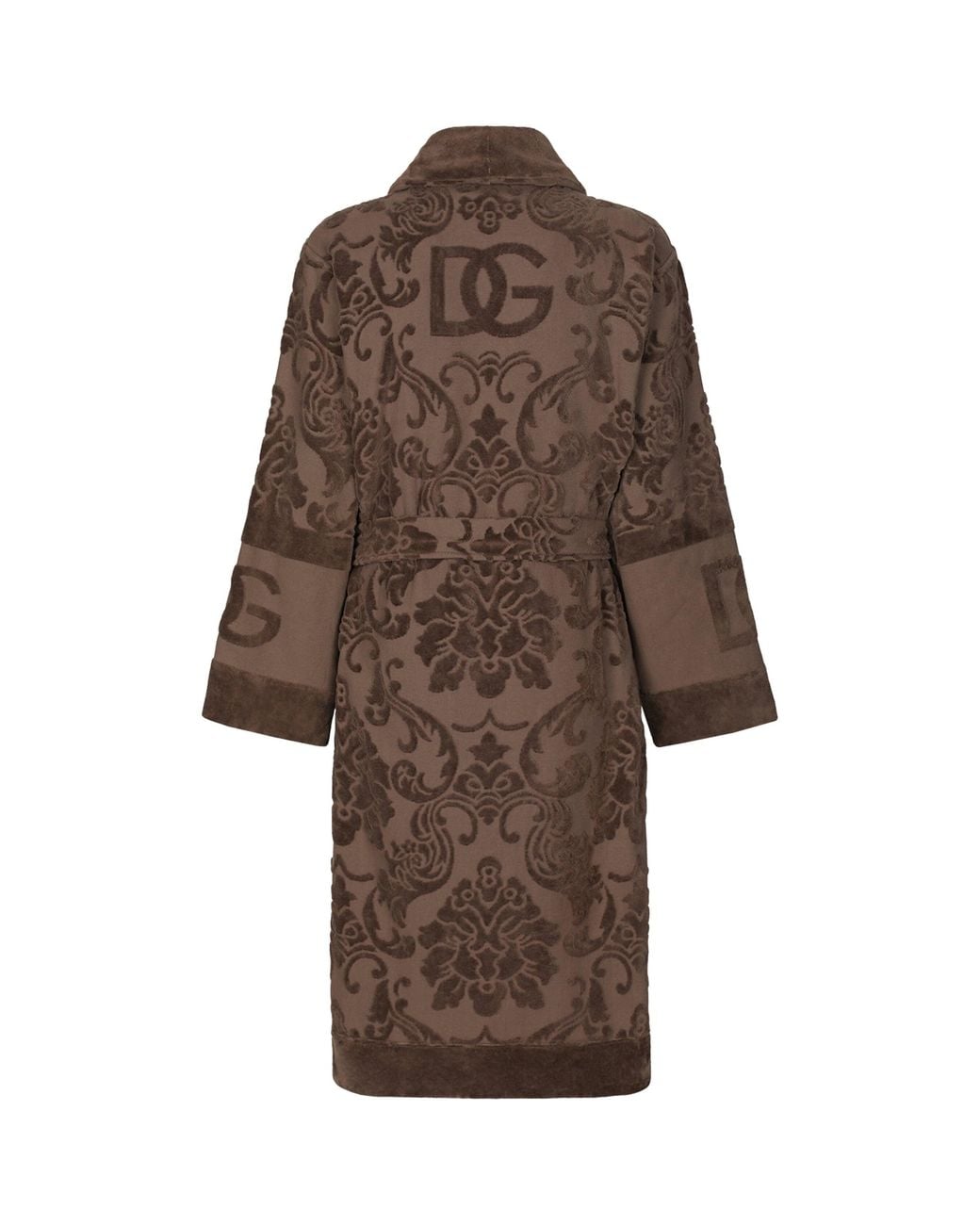 Dolce & Gabbana Brown Terry Cotton Dg Logo Robe