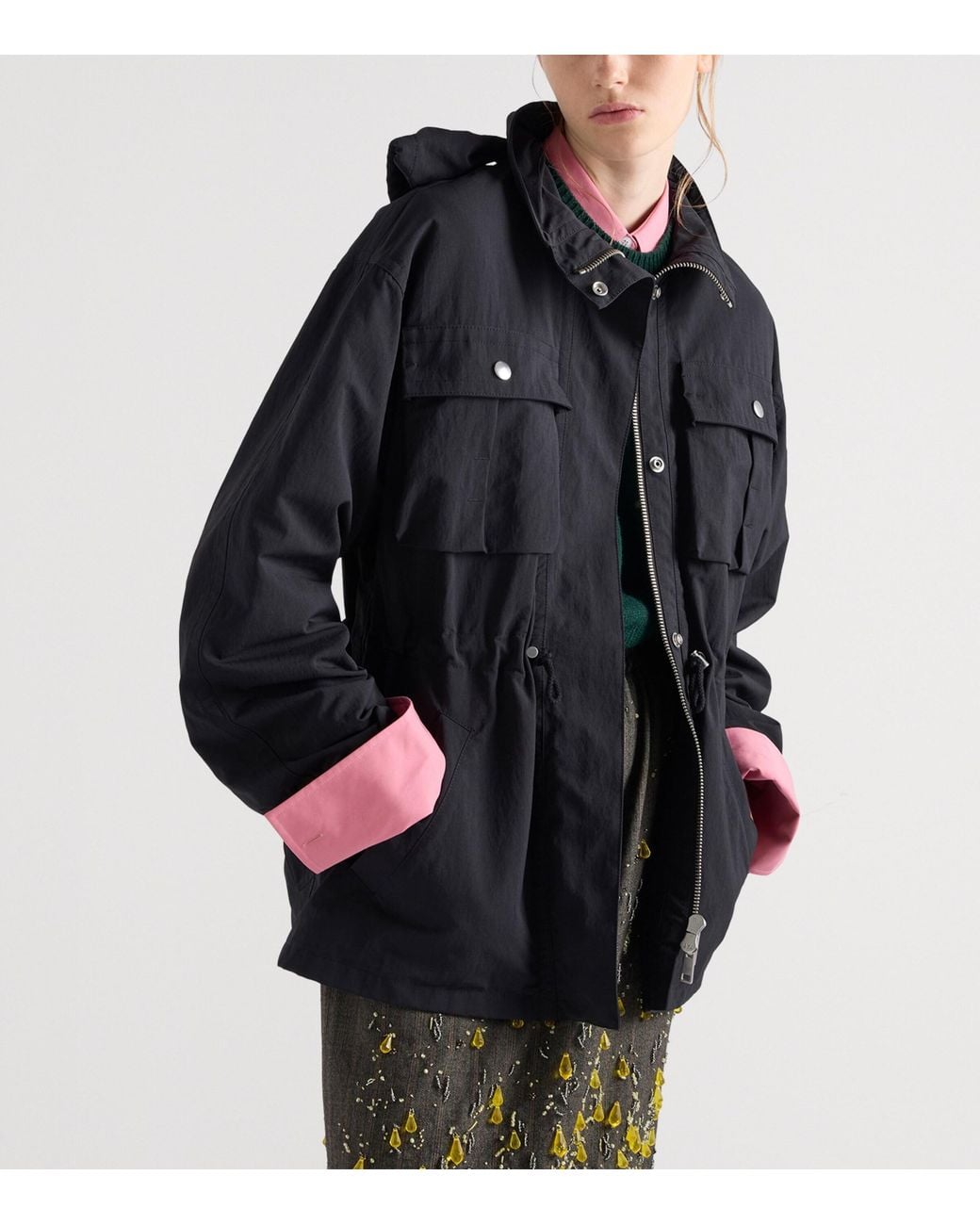 Prada Black Technical Fabric Parka