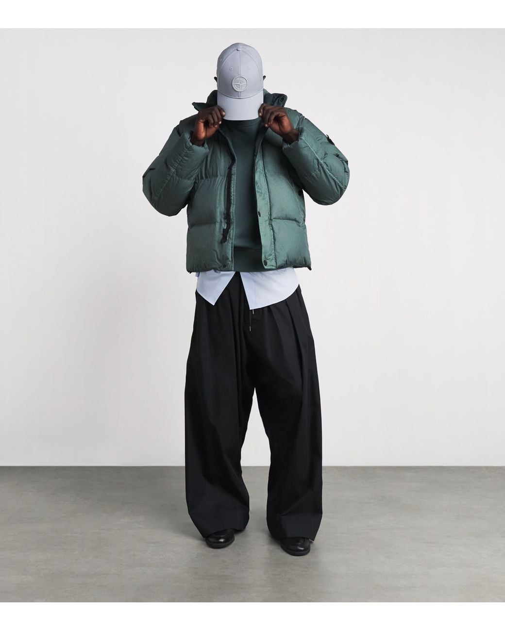 Stone Island Green Garment-Dyed Down Jacket for men