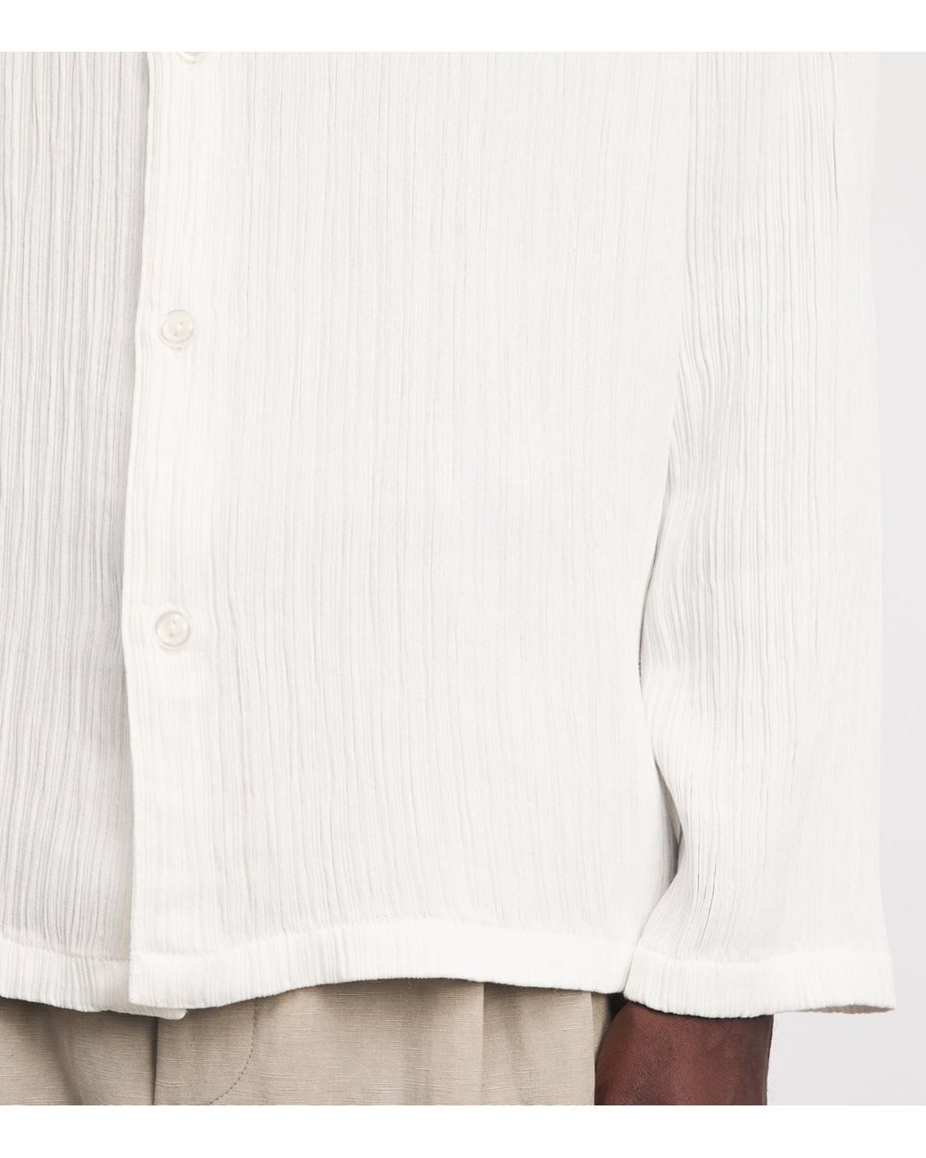 Sandro White Loose Fit Crinkle Shirt for men