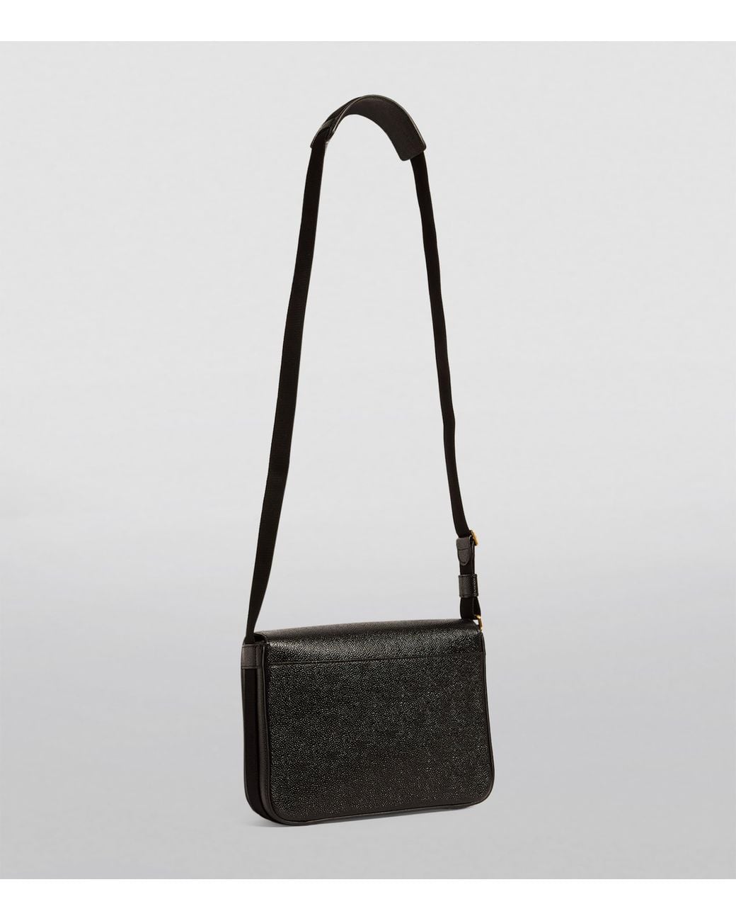 Thom Browne Black Pebbled Leather Reporter Bag for men