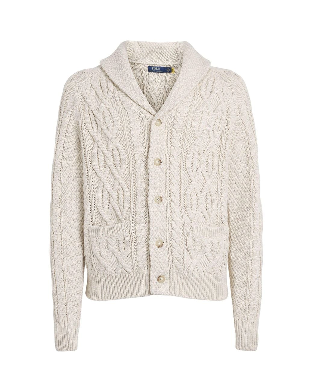 Polo Ralph Lauren White Cotton Aran-Knit Cardigan for men
