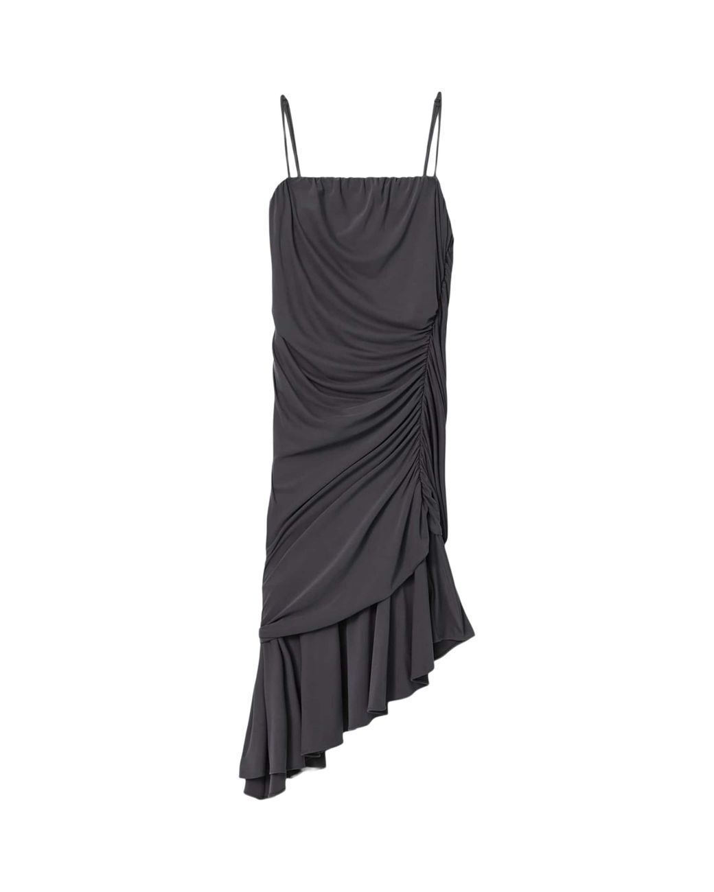 AllSaints Blue Ruched Asymmetric Sophia Mini Dress
