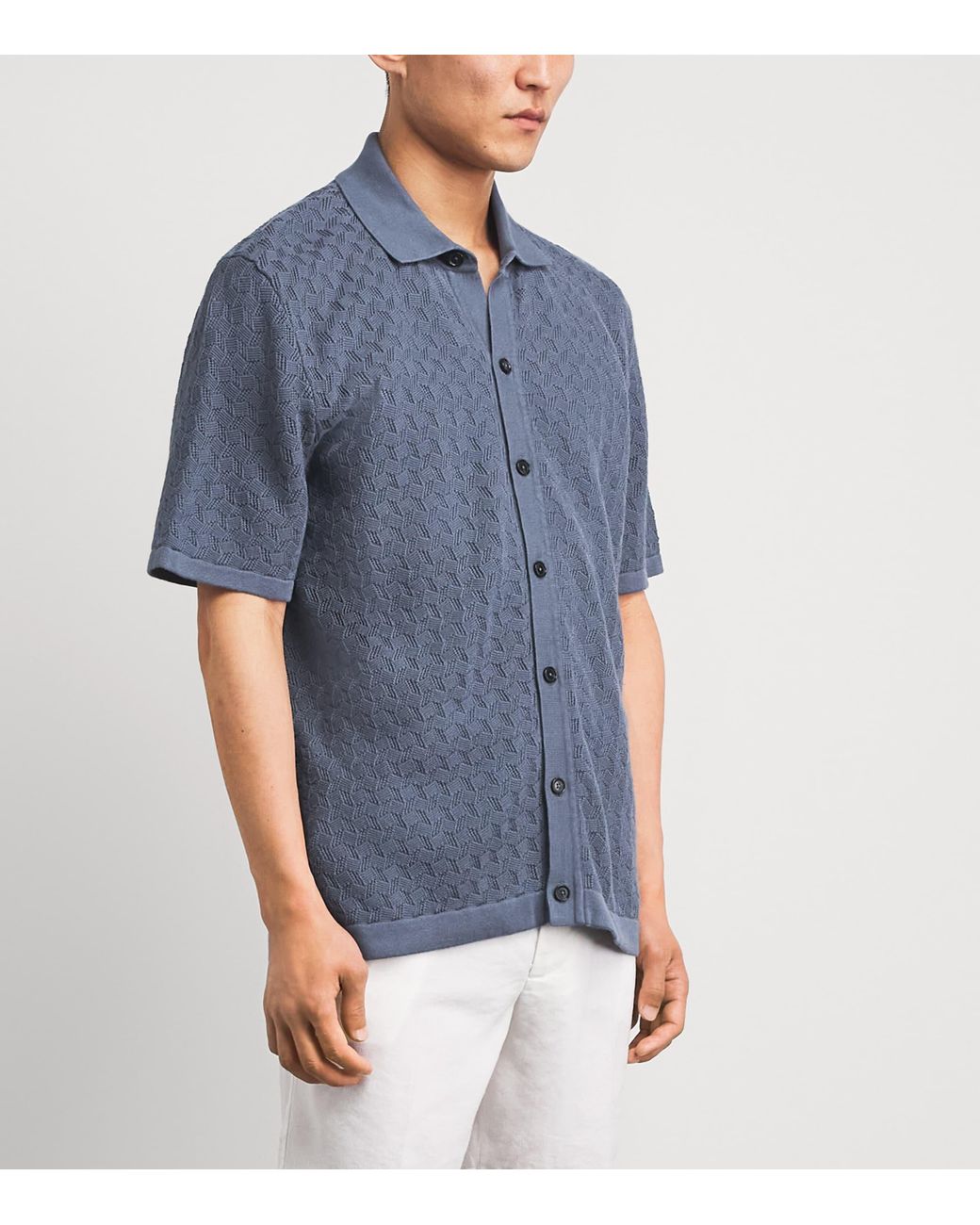 Boss Blue Pointelle-Knit Cardigan for men