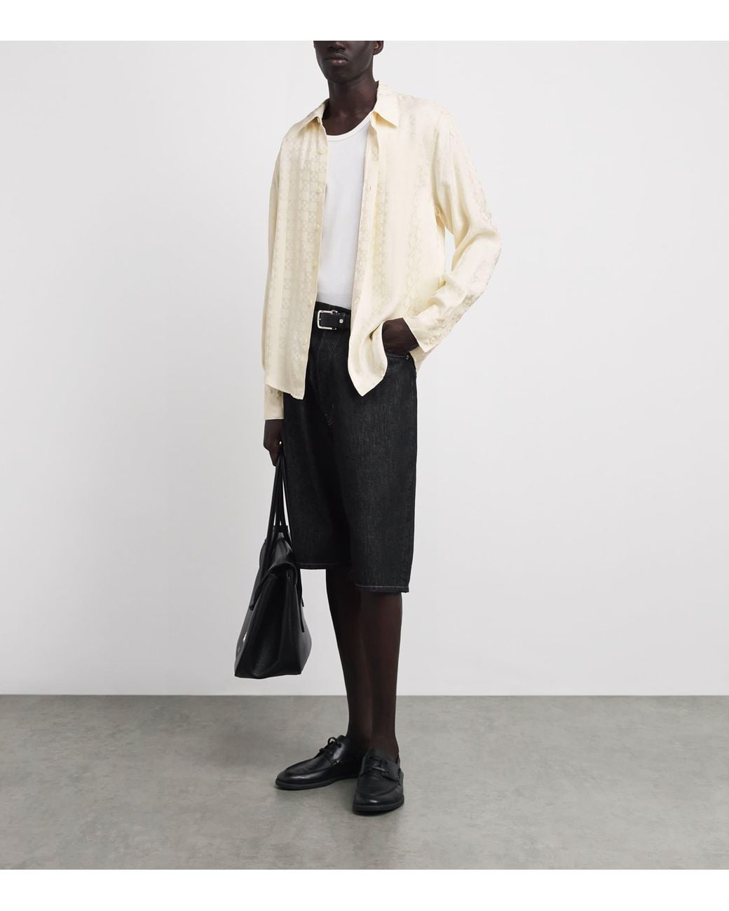 Sandro White Jacquard Square Cross Shirt for men