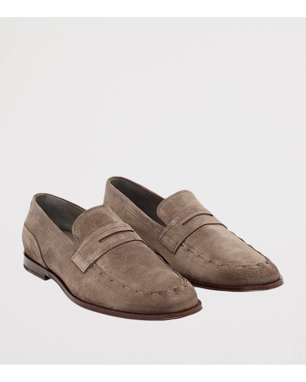 AllSaints Brown Suede Jules Stitch Loafers for men