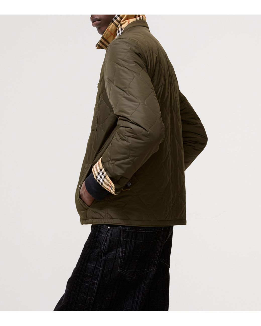 Burberry Green Reversible Quilted Overshirt Jacket for men