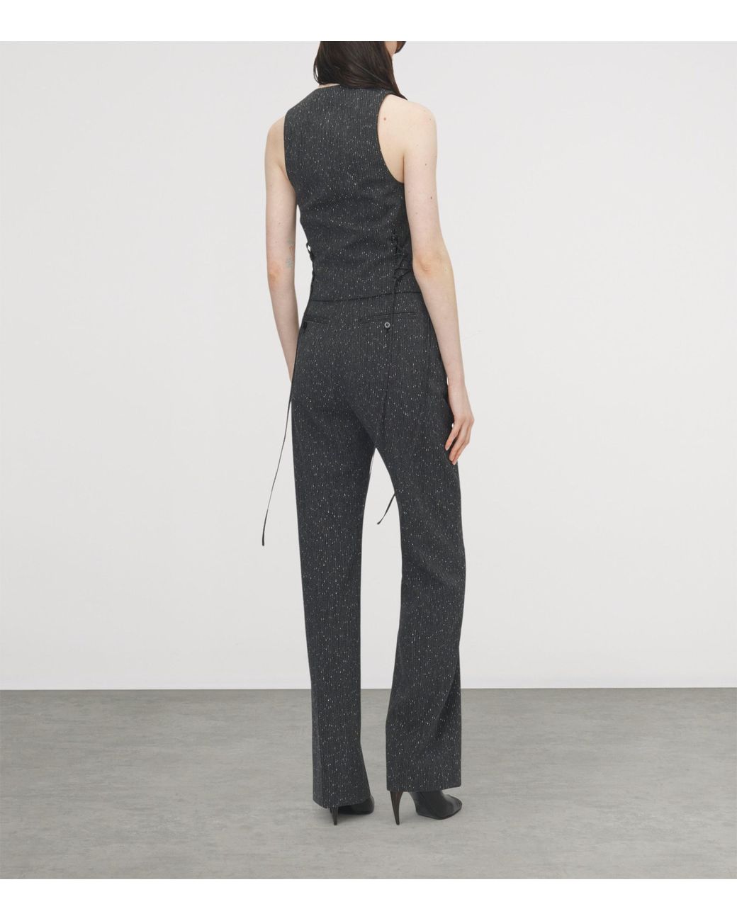 McQueen Black Wool Pinstripe Corset Waistcoat