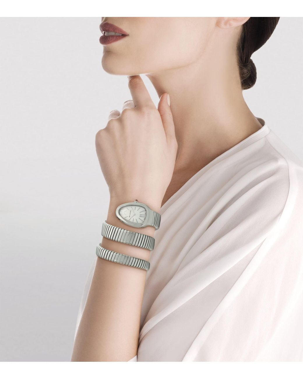 BVLGARI Gray Stainless Steel Serpenti Tubogas Watch