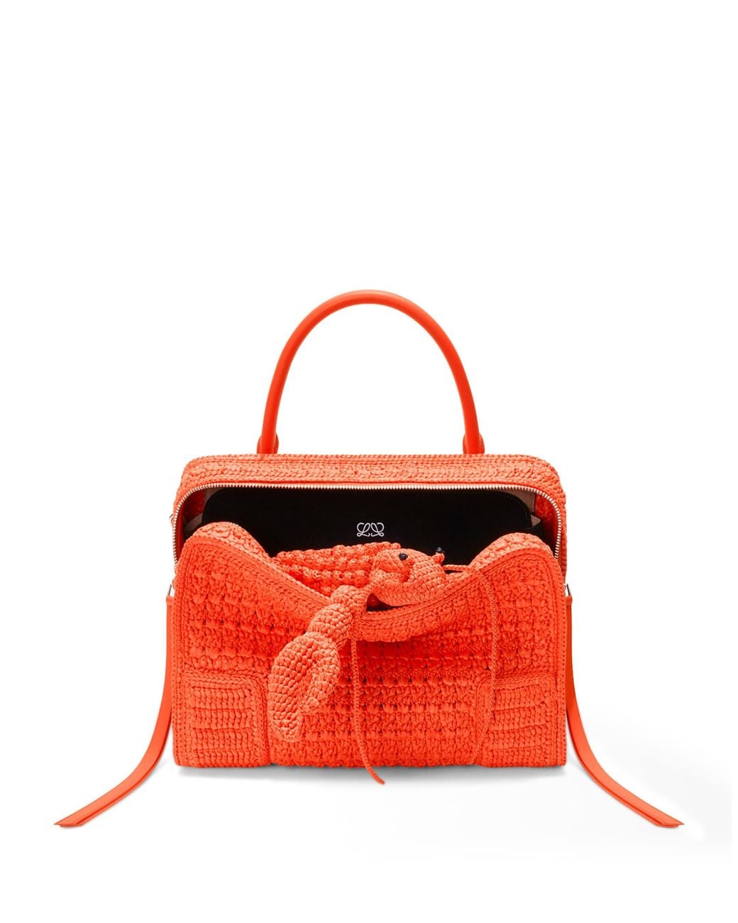 Loewe Red X Cosima Von Bonin Medium Crochet Amazona 180 Lazy Crab Top-Handle Bag