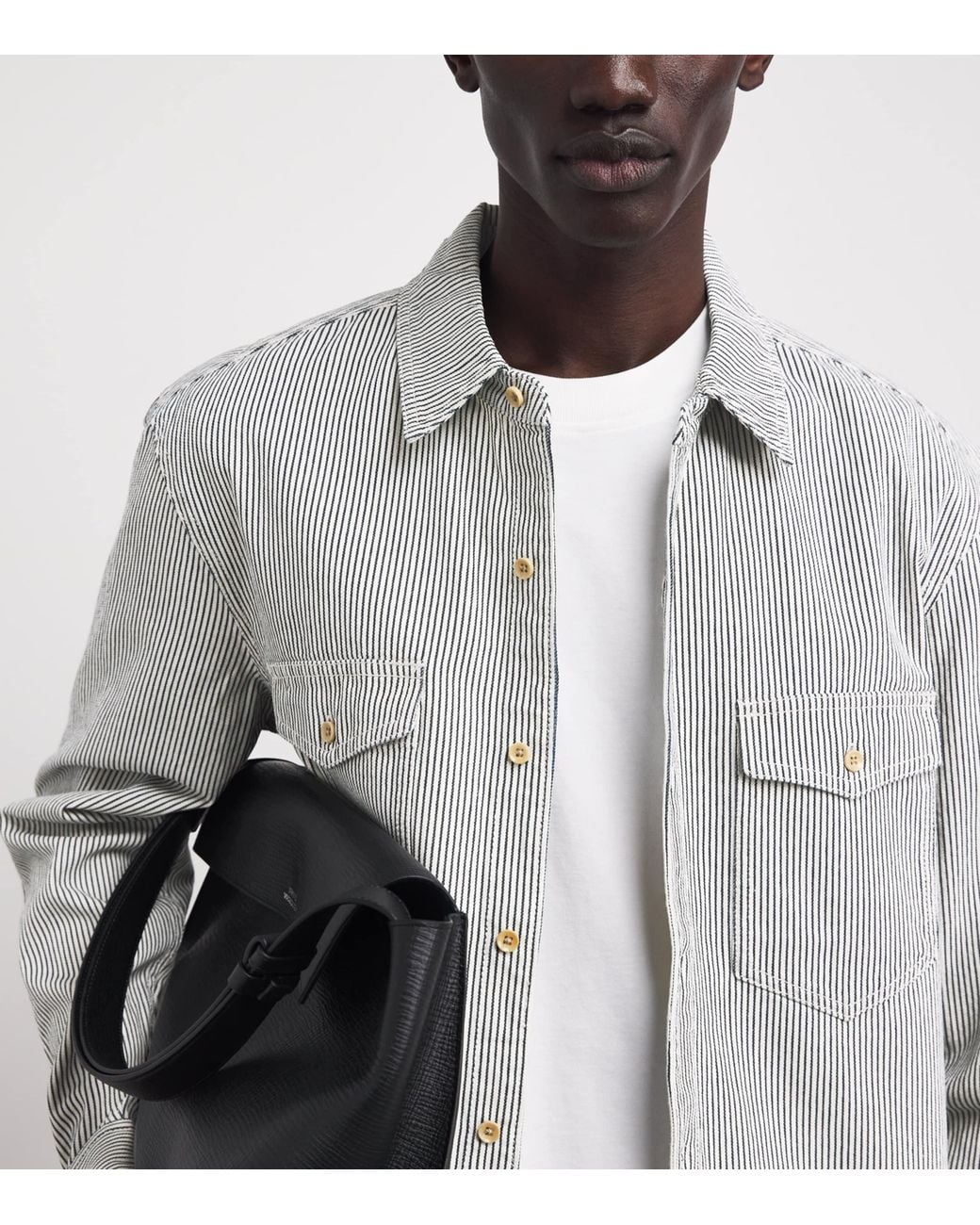 PAIGE Gray Stripe Rinzi Denim Shirt for men