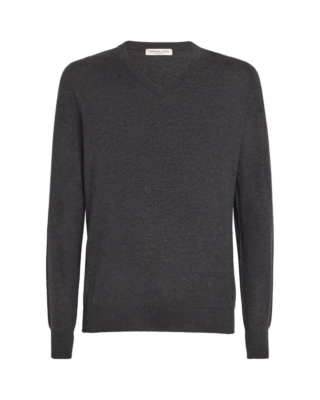 Johnstons Gray Superfine Cashmere V-Neck Sweater for men