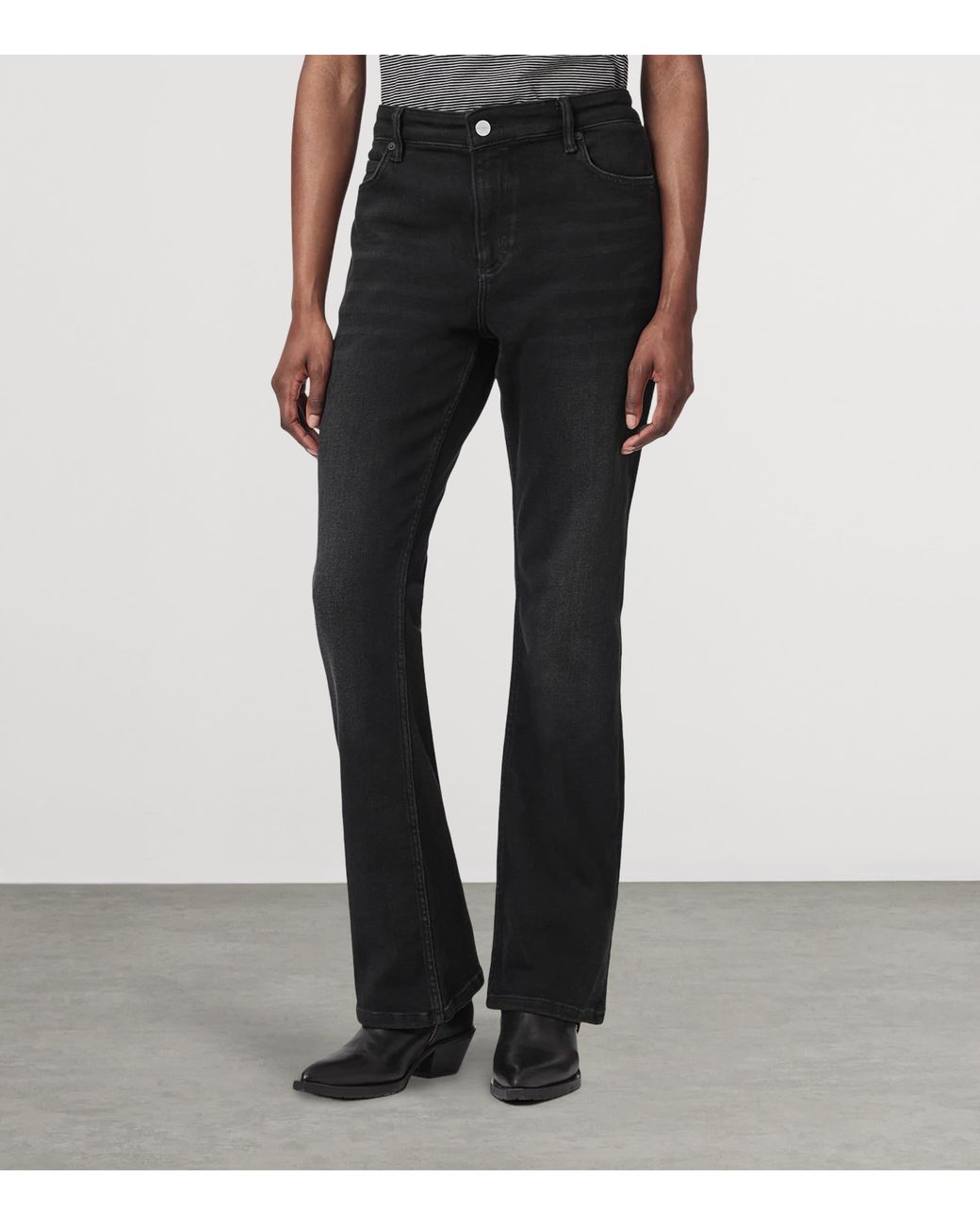 AllSaints Blue Haldan Slim Bootcut Mid-Rise Jeans