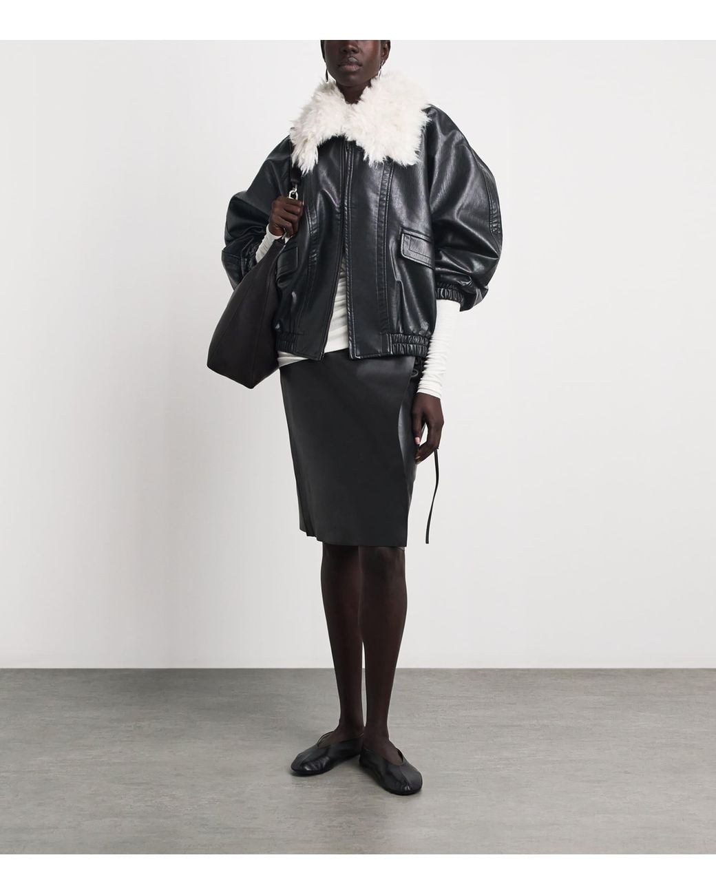 Source Unknown Black Faux Fur-Collar Rioni Bomber Jacket for men