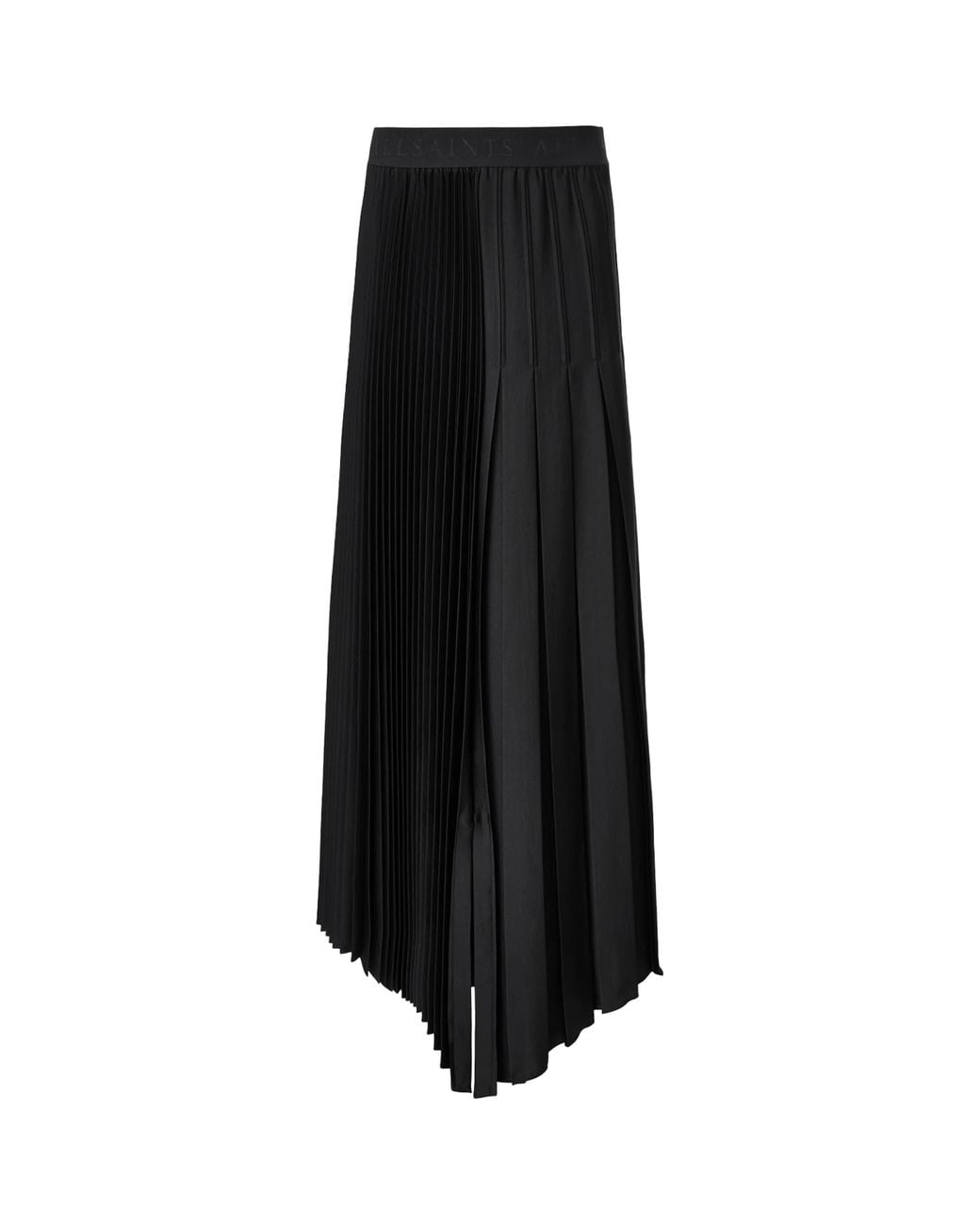 AllSaints Black Pleated Jax Maxi Skirt