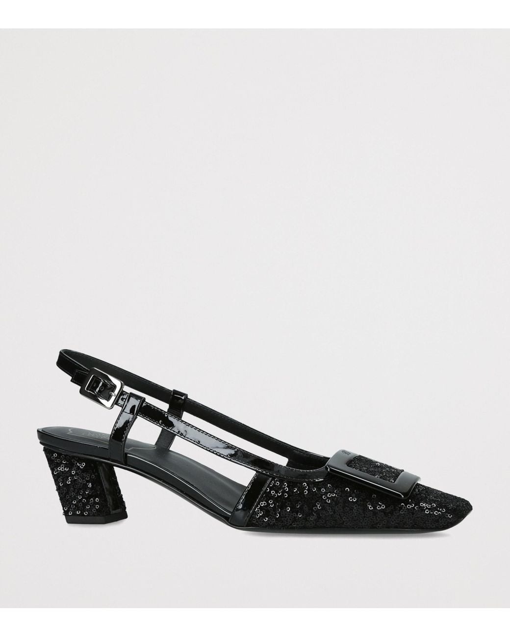 Roger Vivier Black Sequinned Belle Vivier Slingback Pumps 45