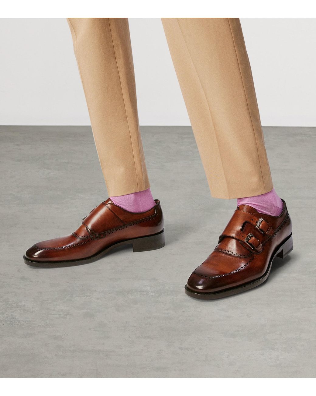 Christian Louboutin Brown Sartok Leather Monk Shoes for men