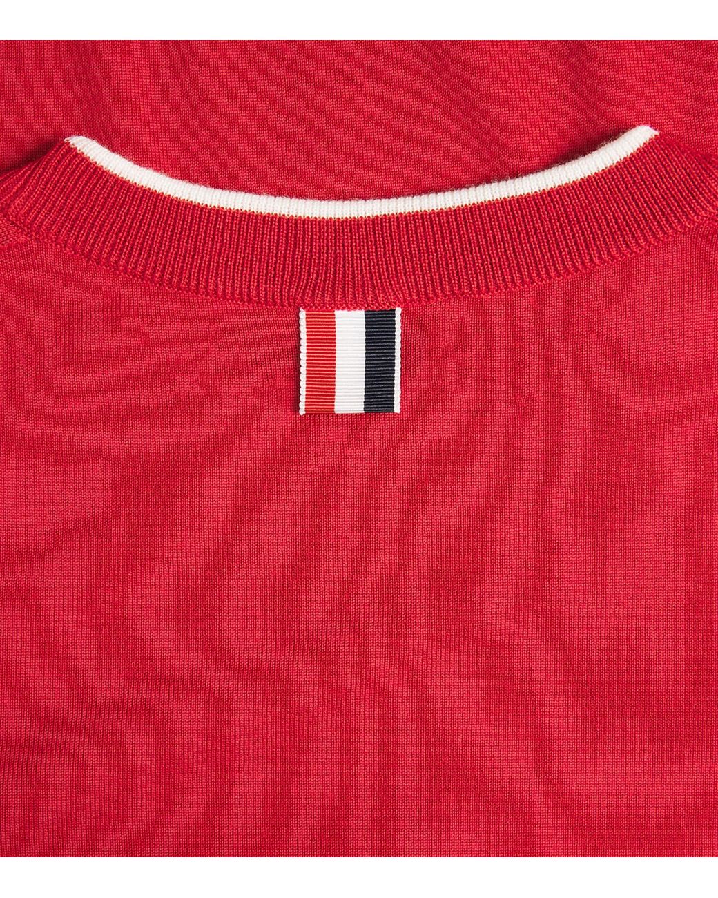 Thom Browne Red Wool-Blend 4-Bar Short-Sleeve Sweater