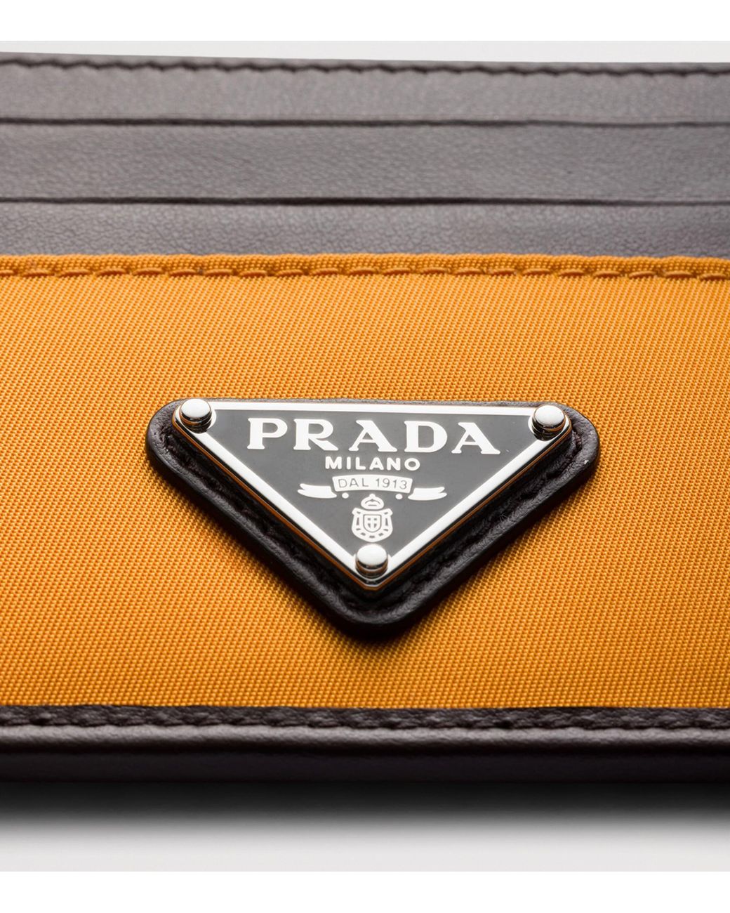 Prada Orange Re-Nylon And Leather Card Holder for men