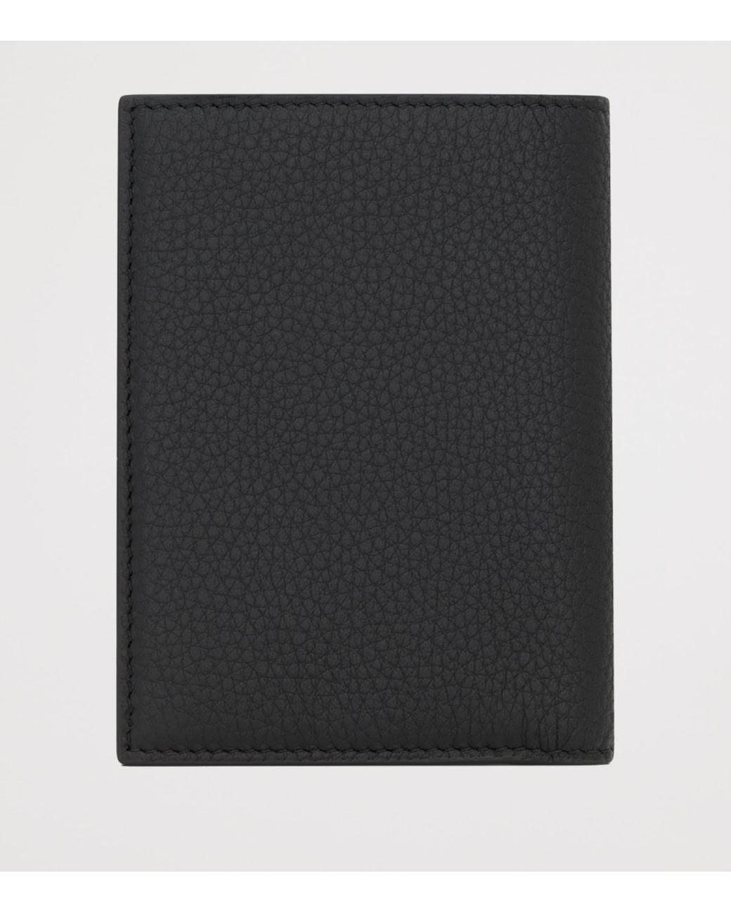 Saint Laurent Black Leather Cassandre Bifold Wallet for men