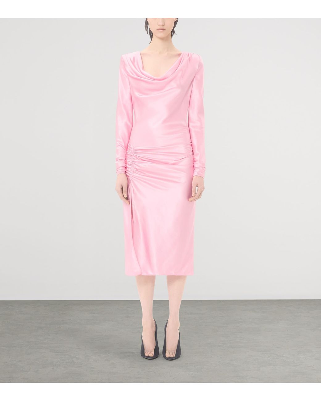 Valentino Pink Silk Draped Midi Dress