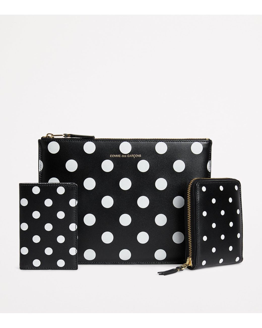 Comme des Garçons Black Leather Polka-Dot Zipped Wallet for men