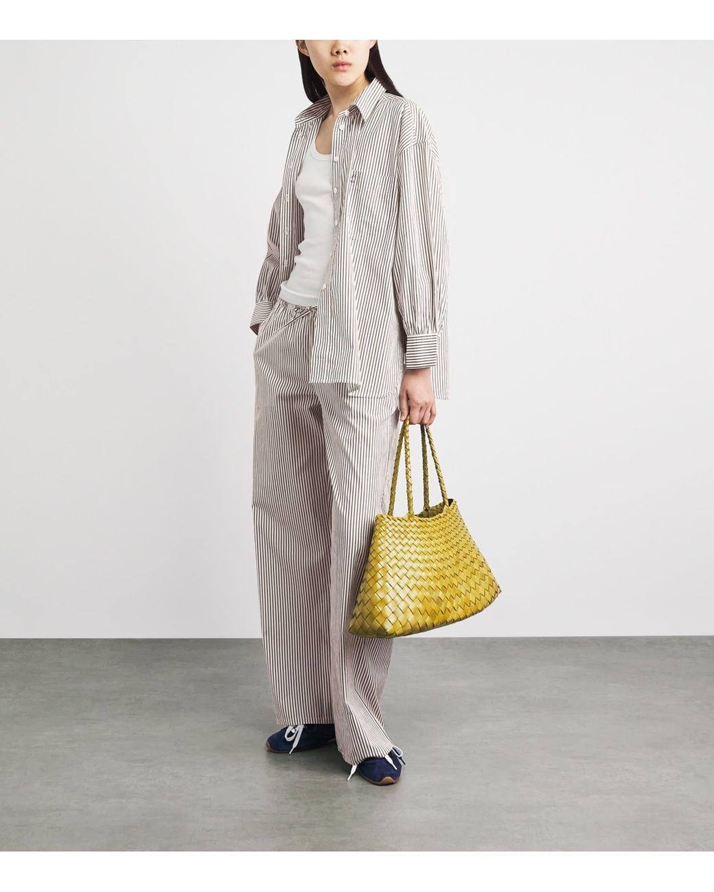 Suzie Kondi Gray Cotton Stripe Pan Trousers