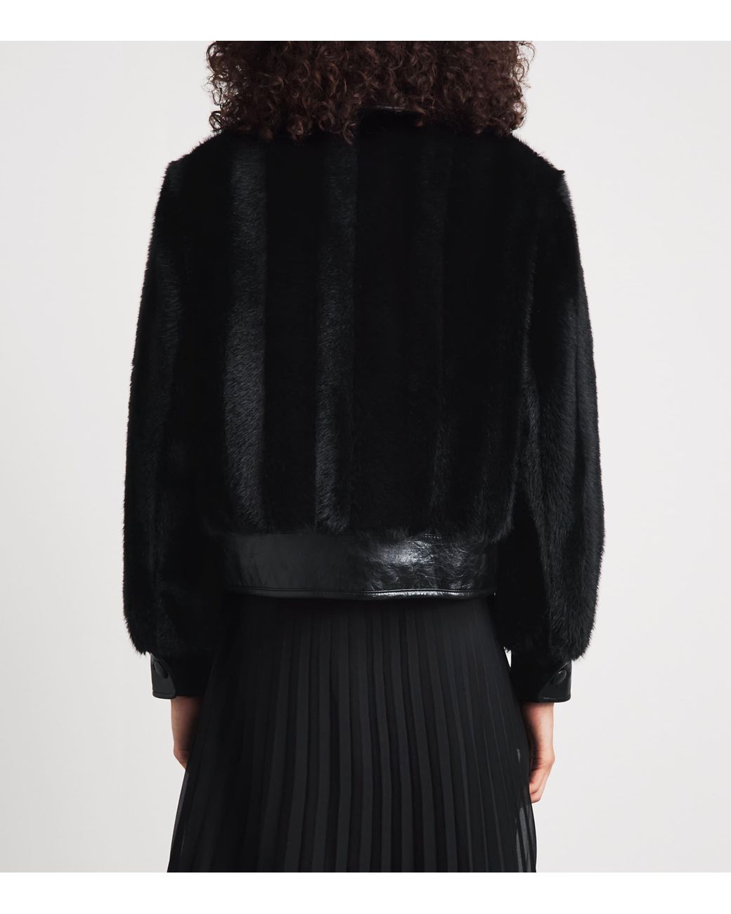 Claudie Pierlot Black Faux Fur And Leather Jacket