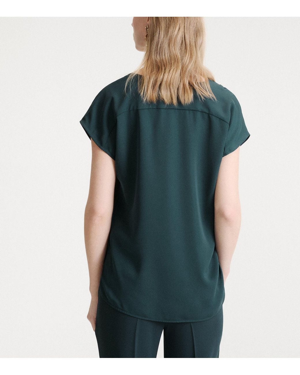 Marella Green Satin V-Neck Blouse