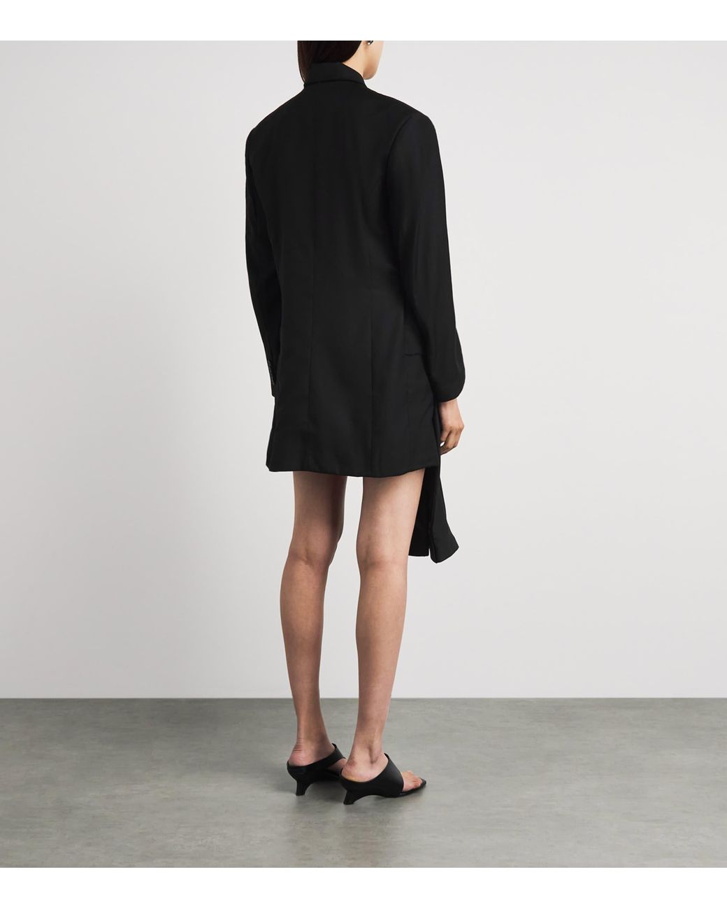 Late for Work Black Blazer Sleeve-Tie Mini Dress