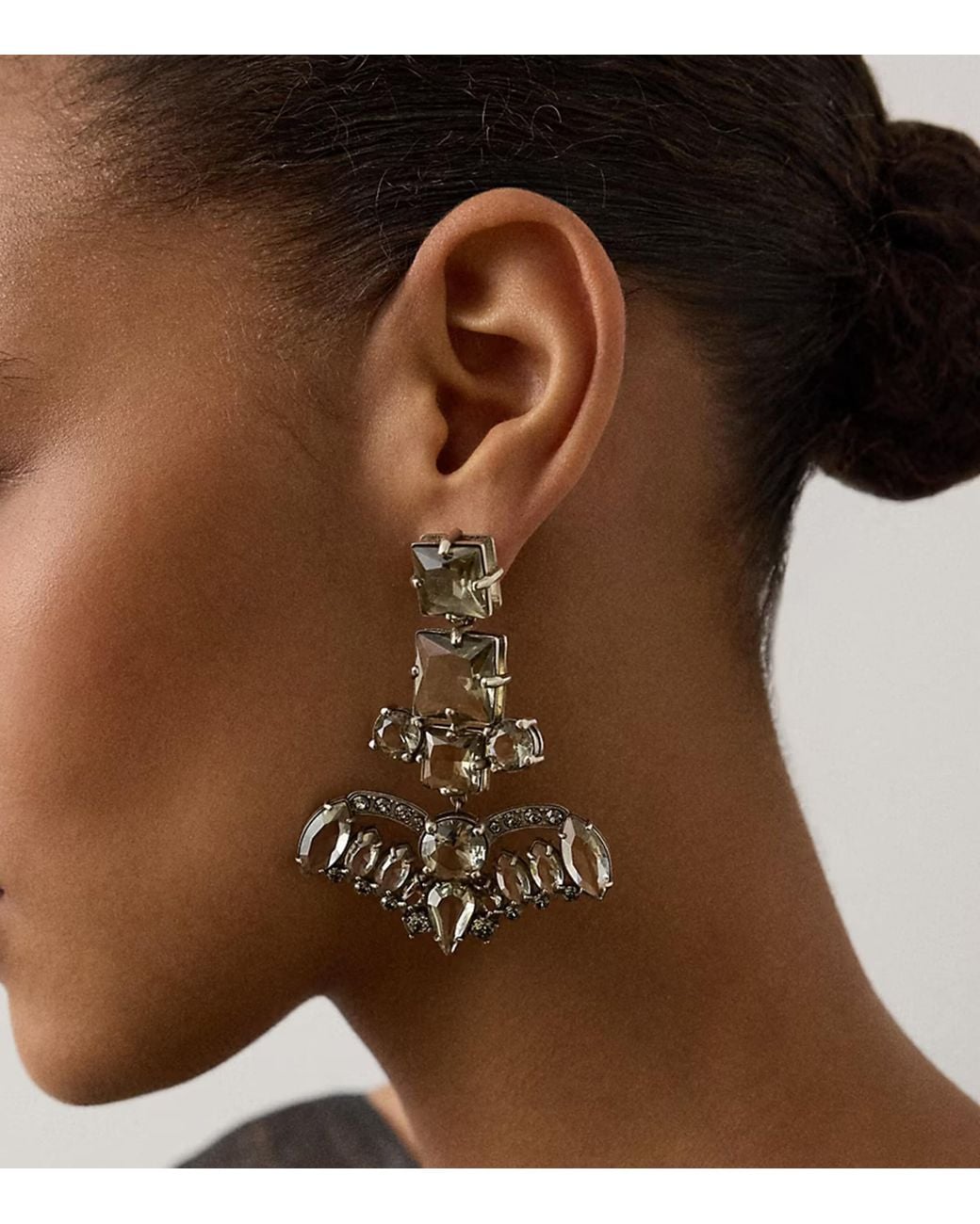 Ralph Lauren Metallic Crystal Hanging Earrings