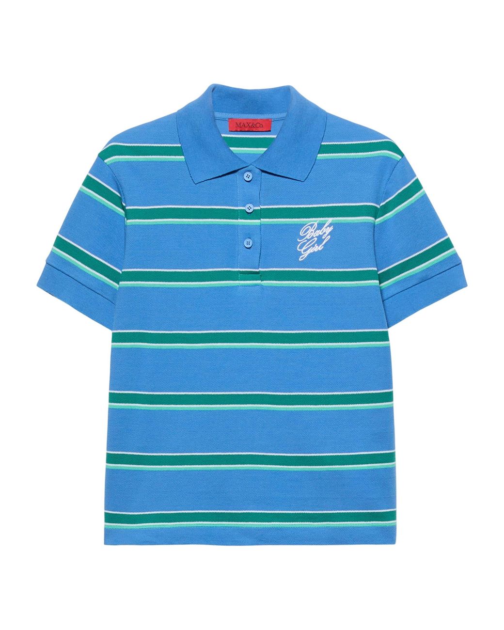 MAX&Co. Blue Cotton Embroidered Polo Shirt