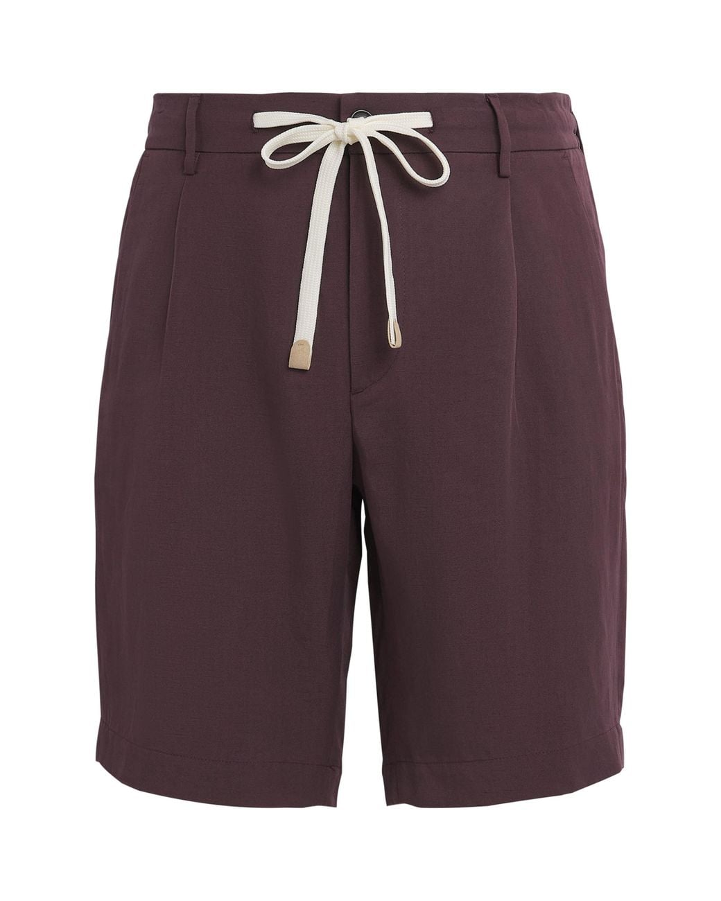 Eleventy Purple Linen Drawstring Bermuda Shorts for men