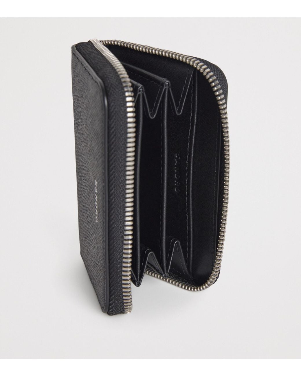 Sandro Black Grained Leather Zipped Wallet for men