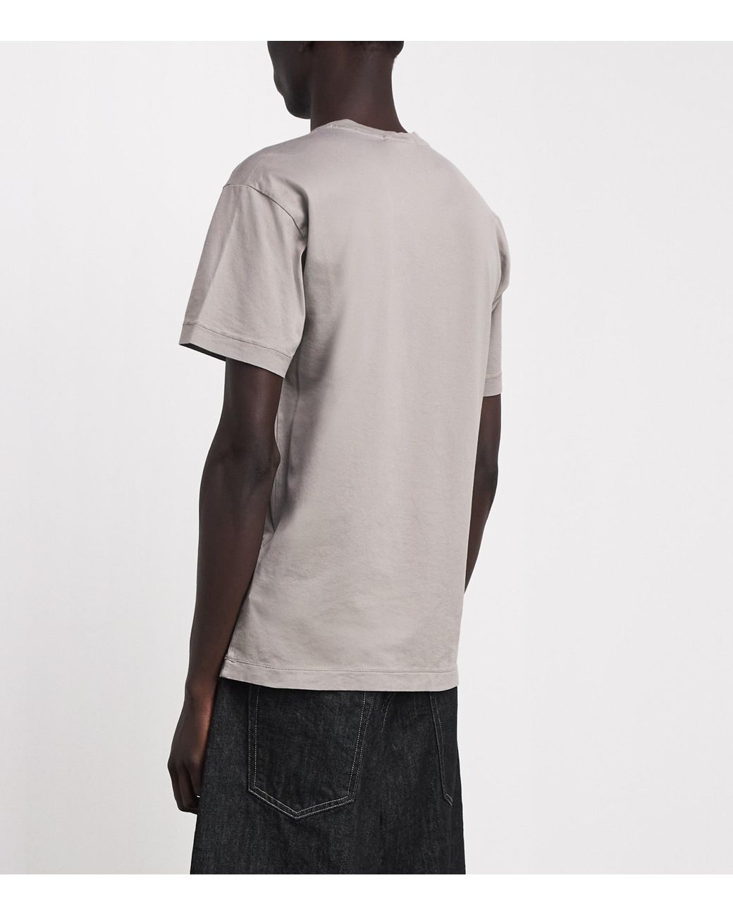 Stone Island Gray Cotton Compass Logo T-Shirt for men