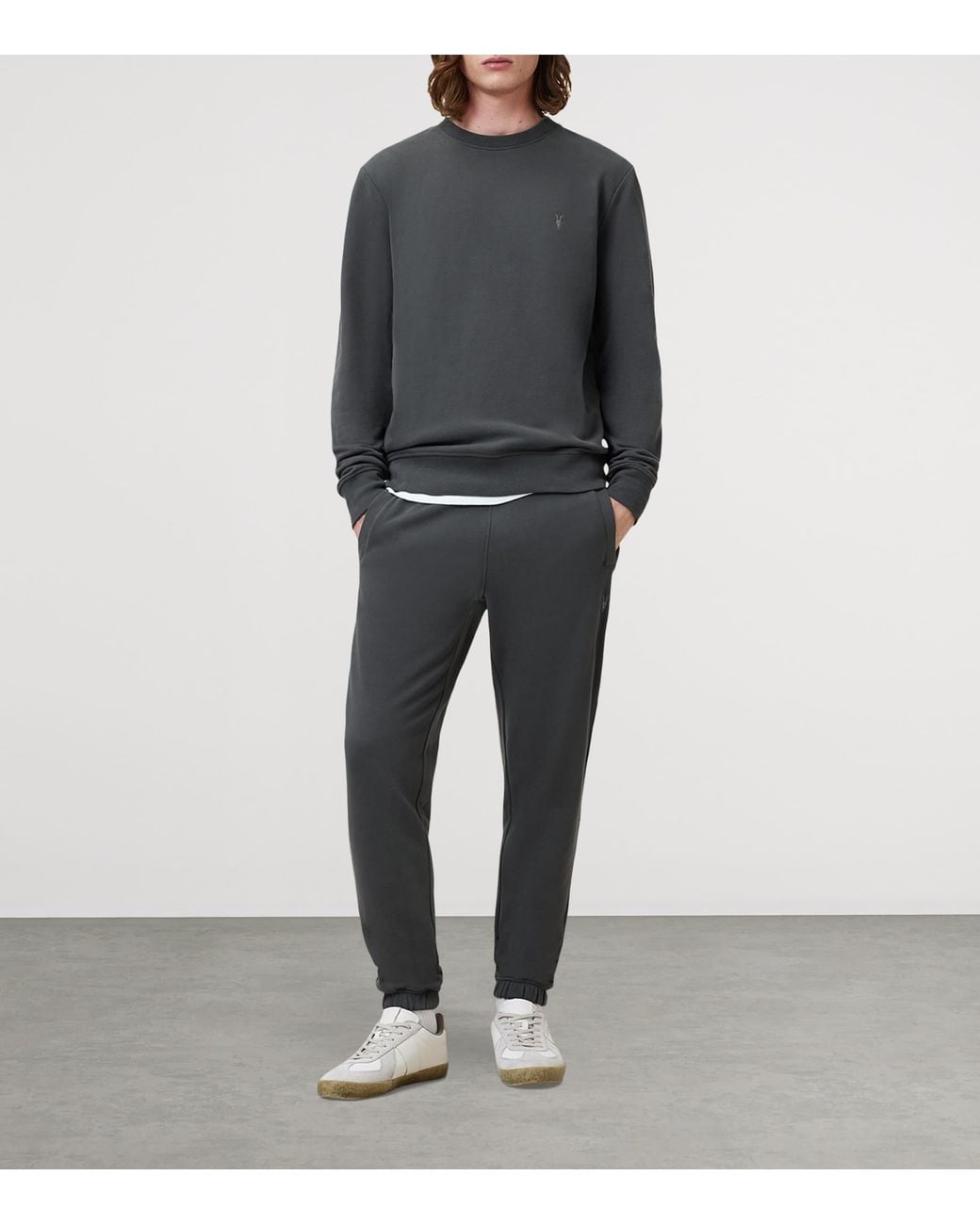 AllSaints Gray Organic Cotton Raven Ramskull Sweatshirt for men