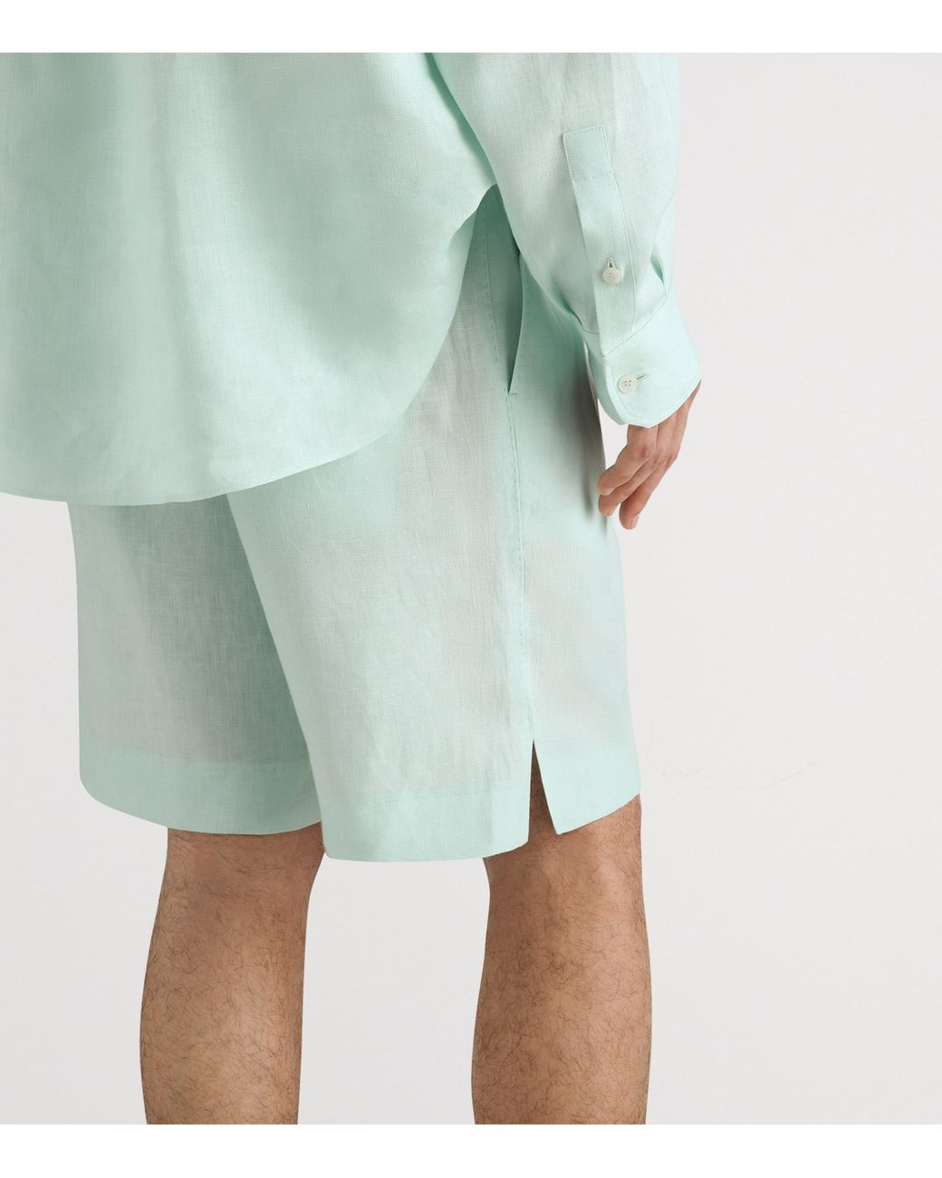 Dolce & Gabbana Blue Linen Bermuda Shorts for men