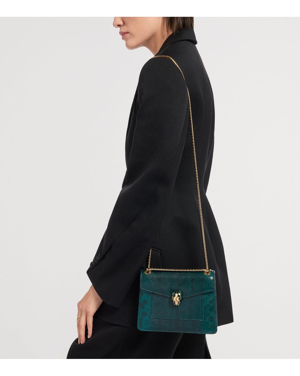 BVLGARI Green Karung Leather Serpenti Forever Cross-Body Bag