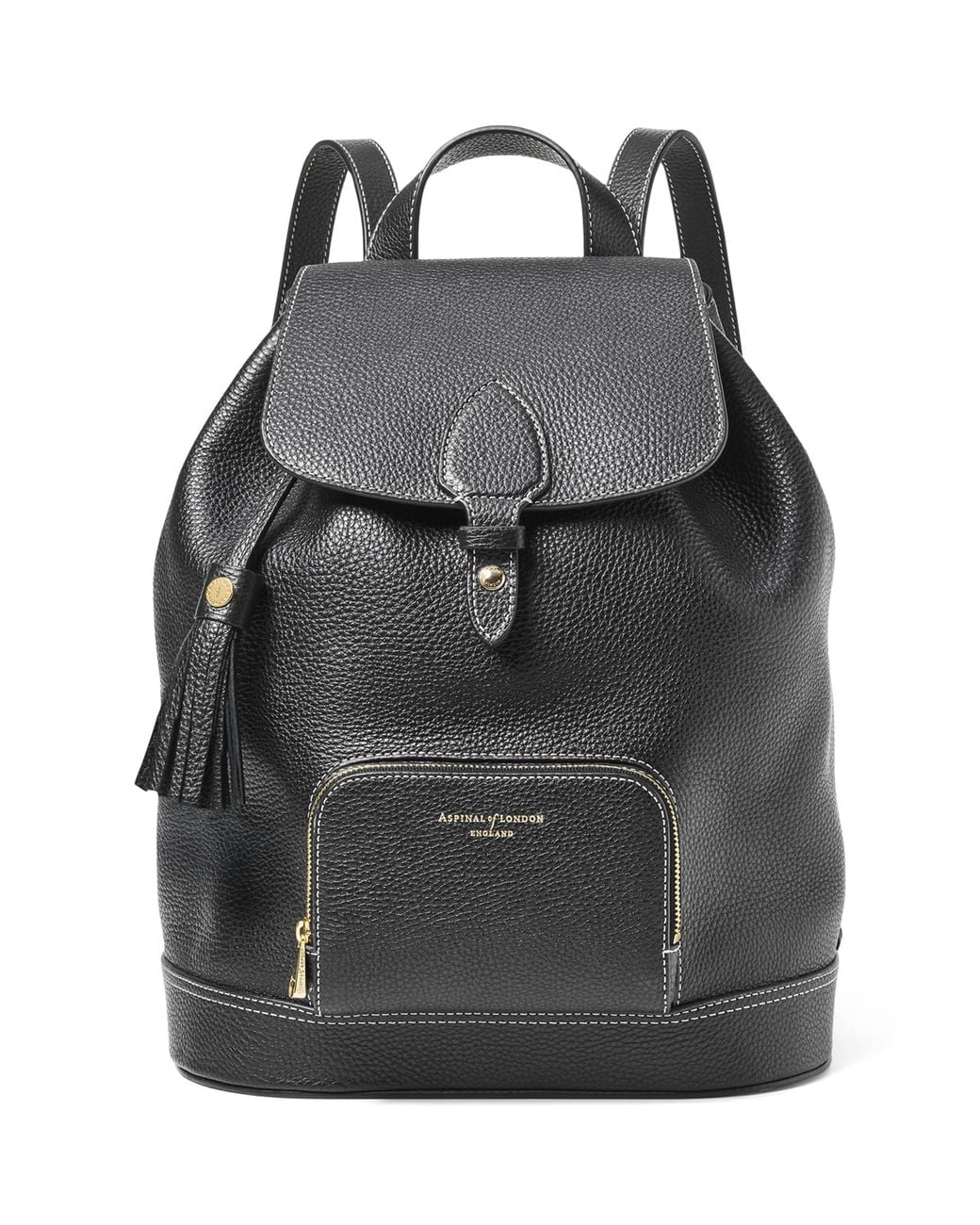 Aspinal Black Small Leather Hudson Backpack